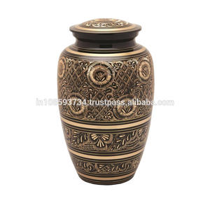 Urnes funéraires décoratives écologiques en laiton Amson pour cendres humaines, design nacre, finition antique, capacité de 200 pouces cubes - Product Image 6