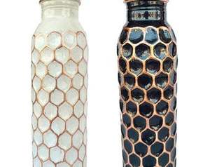 Copper Water Bottle with logo and custom engraving high quality manufacturer for water bottles india copper hammered - Product Image 5
