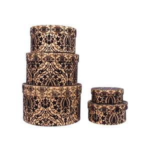 Ensemble de 5 articles d'emballage boîte de présentation de cadeau forme ronde à la main fantaisie créative personnaliser boîte de papier imprimé de concepteur - Product Image 3