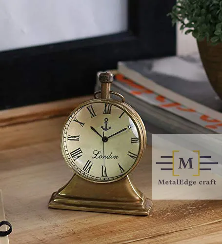 Soporte de bronce náutico para escritorio y relojes de mesa, reloj de mesa vintage, de mesa antiguo, aspecto elegante