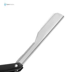 เครื่องโกนหนวดมือแบบมืออาชีพขอบตรงสแตนเลสคมมีดโกนพับได้พร้อมใบมีด2สี - Product Image 5