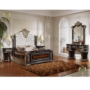 Cama doble de madera de tamaño Queen, mueble de dormitorio clásico en Nogal y pulido brillante, conjunto de dormitorio de diseño Italin - Product Image 1