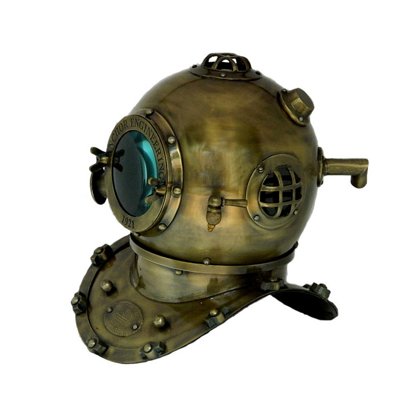 CASQUE DE PLONGÉE sous-marine Mark V US Navy, finition jaune en laiton CASQUE DE PLONGÉE sous-marine Mark V US Navy, finition jaune en laiton