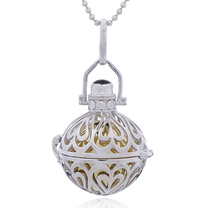 Noir Sur Soustrait Sphère Carillon Boule Pendentif En Argent - Product Image 1