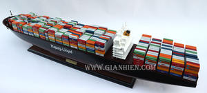 HAPAGG LLOYDD Acacia Wood Container Ship Handmade <b>Novelty</b> <b>Gift</b> Crafted TK0069P - Product Image 2