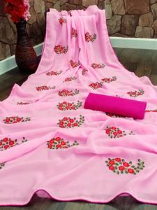 Sarees Soie Partie Porter Indien Dernier Designer Femmes Porter Sari Avec Blouse Japon Satin Crape Soie Tissus Doux Impression Numérique Sari Vêtements - Product Image 2