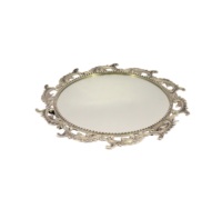 Plateau miroir décoratif de service classique, rangement rond en métal et verre, laiton Antique sur mesure, plateau décoratif en métal