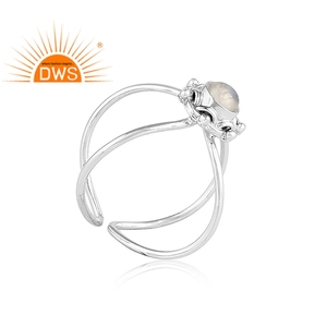 Bague en argent Sterling, pierre de lune arc-en-ciel, empilable, vente en gros, bijoux indiens, - Product Image 2
