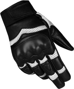 Guantes tácticos de cuero con pantalla táctil para hombre, guantes de carreras de alta calidad hechos a medida, de malla blanca y cuero negro - Product Image 5