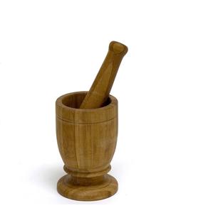 Mortero de madera y Mazo, triturador de prensa de mazo y especias, conjunto de mortero de madera, forma redonda y producto de venta - Product Image 4