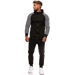 Wholesale Men's Raglan Sleeve Stylish Zip Up Hoodie With Track Pants Tracksuits Set - Product Image 5