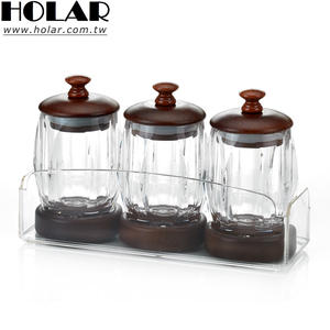 [Holar] Taiwan Made Premium Diamond Shaped Plastic Spice Bottle with Acrylic & Wood - Product Image 1