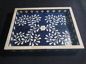 Bandeja para servir con incrustaciones de hueso de alta calidad, platos decorativos para desayuno, Bandejas para servir Chocolate de estilo marroquí personalizadas, Decoración de mesa - Product Image 2