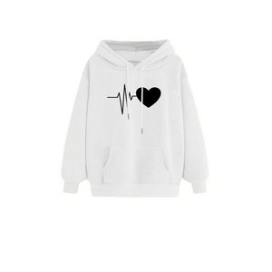 เสื้อฮู้ดผู้หญิง OEM ลายหัวใจ แขนยาว สไตล์ลำลอง มีกระเป๋าและเชือกผูก - Product Image 4