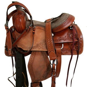 Ensemble de selles de cheval Western Roping Ranch en cuir véritable de qualité supérieure Plusieurs tailles 14 '-18' et couleurs disponibles - Product Image 1