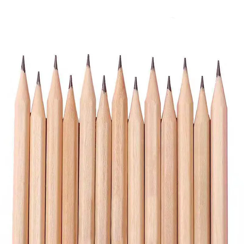 Crayons naturels hexagonaux en bois, papeterie de bureau, bon marché, en vrac, avec Logo imprimé personnalisé