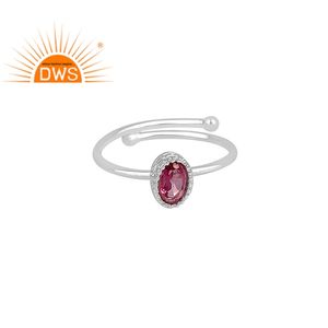 Bague en topaze rose ovale, argent Sterling 925, pour gros bijoux, de forme naturelle, prix d'usine - Product Image 1