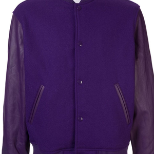 Veste de baseball imprimée personnalisée pour hommes avec manche en cuir véritable - Product Image 2