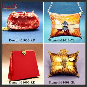 หินอ่อนเสร็จสิ้นสีเหลืองทองสไตล์วินเทจเรซินคลัทช์ที่กำหนดเอง Lucite กระเป๋ากระเป๋า - Product Image 6