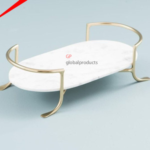 Bandeja Redonda de Vidrio Hecha a Mano Más Popular con Borde de Metal Dorado, Bandeja para Servir Decorativa, Bandeja para Servir el Desayuno - Product Image 4