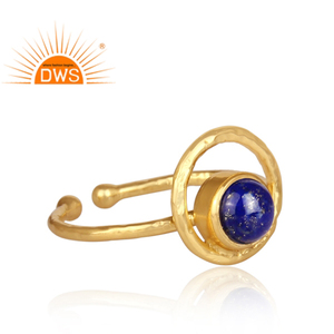 Bague œil de chat en argent sterling 925 avec pierre précieuse lapis-lazuli, bijoux plaqués or 18 carats, vente en gros - Product Image 3