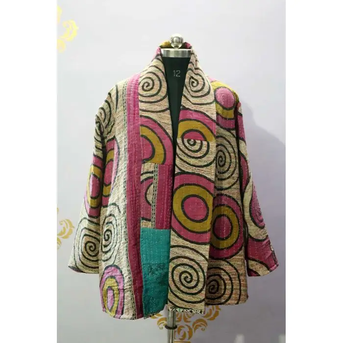 Indian Cotton Vintage Kantha Quilted Jackets Coats wholesale Plus Size Blazers Girls Women Hand Stitched Hippie Kantha Jackets