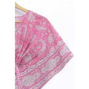 ชุดคลุมพิมพ์ลายดอกไม้แขนยาวสำหรับผู้หญิง,เสื้อคลุมคอตตอนแบบไขว้ชุดเดรสคาฟตันเสื้อคลุมชายหาด - Product Image 3