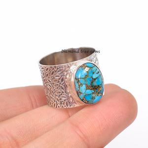 925แหวนเงินสเตอร์ลิงสไตล์โบฮีเมียนเครื่องประดับเทอร์ควอยซ์ใส่ได้ทั้งชายและหญิงประดับพลอยเจียระไนรูปเพชรสำหรับเด็ก - Product Image 3
