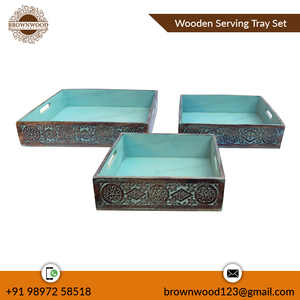 ชุดถาดไม้มะม่วงสำหรับเสิร์ฟ3ตารางความทนทานนานสำหรับบ้านร้านอาหารโรงแรม - Product Image 5