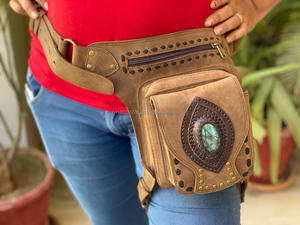 Unisex Motorcycle Hip Pocket Belts Travel Belts Waist Pocket <b>Bum</b> <b>Bags</b> <b>Leather</b> Biker Belts - Product Image 4