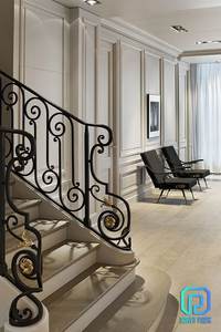 יצרן של נחמד יצוק ברזל זהב צבע פליז מדרגות מעקה, מקורה מתכת מדרגות מעקה, יוקרה מדרגות מעקה - Product Image 4