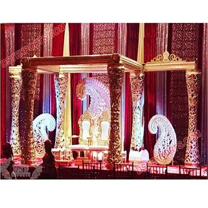 Delizio éblouissant Fiber piliers mariage Mandap Dreamy Fiber Palazzo pilier Mandap configuration indien doré sculpté mariage Mandap - Product Image 1
