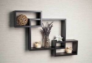 Étagère murale flottante en bois, décoration murale, étagères flottantes en MDF numéro de 3, grille noire - Product Image 4