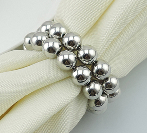 Elegant Metal Napkin <b>Ring</b> Round Beaded Design Reusable Table Decoration Home Use Handmade <b>Plain</b> Dyed Style - Product Image 1