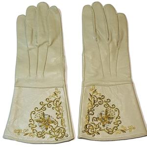 Protection respirante en cuir véritable mode douane civile nouvelles mitaines brodées de gantelets chamois - Product Image 2