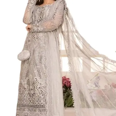 Front Full Net Embroidery Net Embroidery Body Hand Work Women Suits