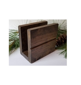 Hot Sale Decorative Square Napkin Rings Brown Wood and Wire Standing Napkin Holder <b>Table</b> Decorative Packing - Product Image 3