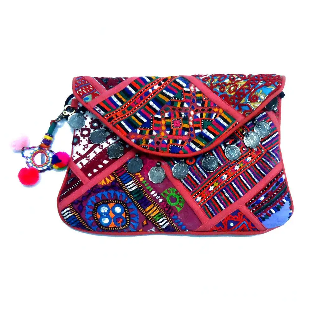 Hecho a mano años gitana Tribal indio Banjara kutch venta al por mayor Vintage Tribal Banjara embrague bolsas de mensajero bolso de