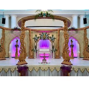 Mandap de mariage en fibre de verre aspect bois sculpté, motif paon, avec piliers de paon design, USA - Product Image 1