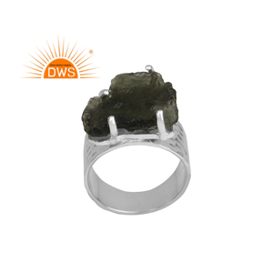 Handmade Design 925 Fine Sterling Silver Natural Rough <b>Moldavite</b> Gemstone Stackable <b>Ring</b> Jewelry For Women Gift For Her - Product Image 2