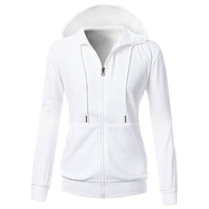Sudaderas con capucha de manga larga ajustadas para mujer con cremallera Logotipo personalizado Sudaderas transpirables de algodón 100% para el estilo de invierno - Product Image 1