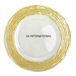 Plateau de service rond doré pour table de mariage, assiettes de présentation métalliques personnalisées, vaisselle, plat de dessert, plat de service en métal - Product Image 1