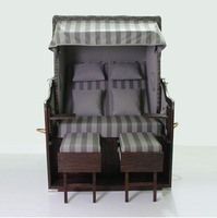 Chaise de plage contemporaine en rotin modèle Strandkorb 3 pour villa et cour, mobilier d'extérieur non pliable