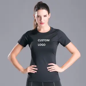 Vedo Camicia di Fitness Dropshipping Logo Personalizzato Poliestere Usura di Forma Fisica di Compressione PALESTRA Abbigliamento Dry Fit Delle Donne di Fitness T Shirt