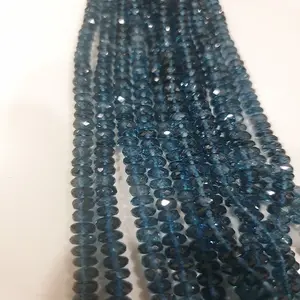 Natural London blue Topaz Rondelle Faceted Beads