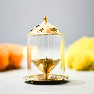 Newest Design Oil Lamp Diya Tableware lightning Decor for Home & Garden Gold Finishing Modern Design <b>Metal</b> Oil Lamp <b>Lanterns</b> <b>Jar</b> - Product Image 1
