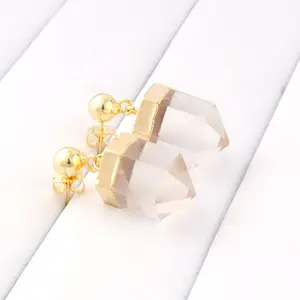 Wholesale manufacturer faceted cut natural crystal drop earring vermeil jewelry earring good quality women drop dangle earrings