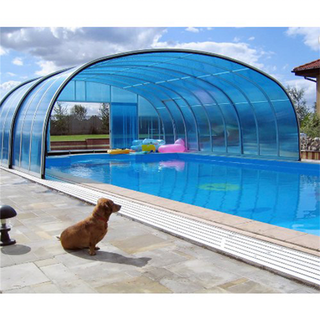 Hot Selling Outdoor Retractable Pool Swim Cover, Polycarbonate Arch Roof Enclosures
