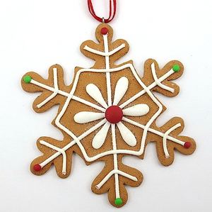 Décoration de flocons de neige, ornement pour noël/nouvel an, pain empreinte digitale marron - Product Image 2