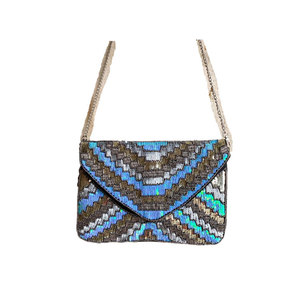 Bolso de Mano de Yute Hecho a Mano de Alta Calidad con el Mejor Diseño, Patrón de Monedas Bordado a Mano, Decoración de Cuentas Acrílicas y Metal - Product Image 1